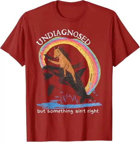 Nicht diagnostiziert, aber irgendetwas stimmt nicht Pferde reiten Wal Männer T-Shirt Y2k Kunstwerk Regenbogen Grafik Ästhetik Kleidung Mode T-Shirts – Detail 7