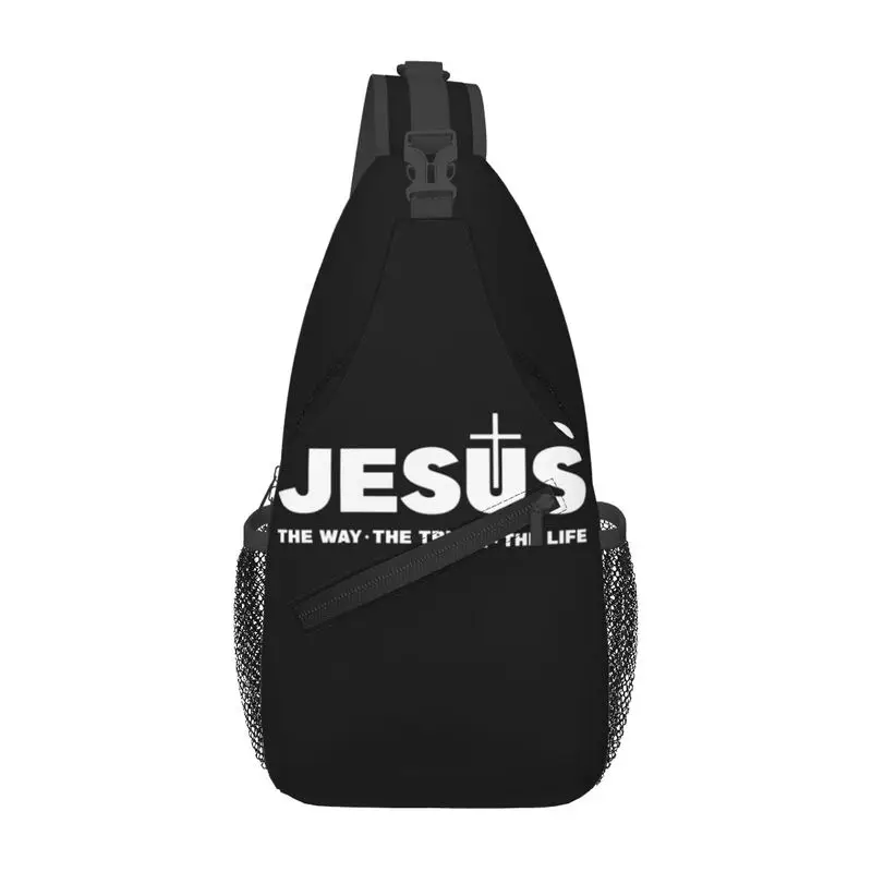 Custom Jesus Christ The Way The Truth Chest Bag Religion Christian Faith Crossbody Shoulder Backpack for Travel Hiking Daypack