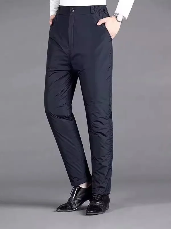 

Мужские пуховые брюки с высокой талией, утепленные, зимние, теплые, хлопковые, с пуховым наполнителем, длинные, для защиты от холода