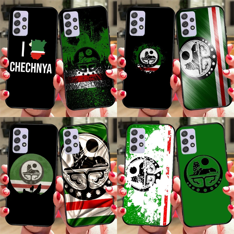 Chechnya Wolf Chechen Flag Case For Samsung A54 A34 A24 A14 A51 A71 A12 A22 A32 A52 A72 A73 A33 A53 A13 Back Cover