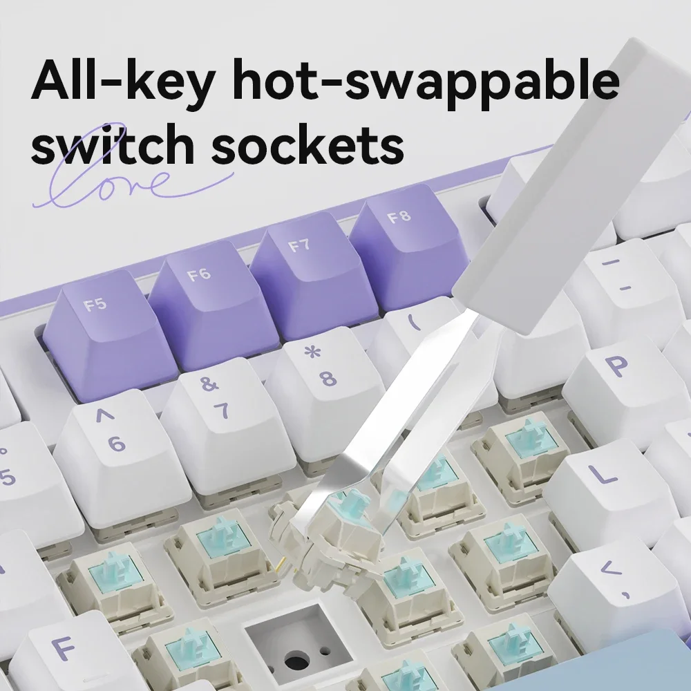 AJAZZ AK980 Gaming Mechanical Keyboard Full Key Hot-swappable Three Modes with Screen Lighting Ambience Office Gaming Keyboard