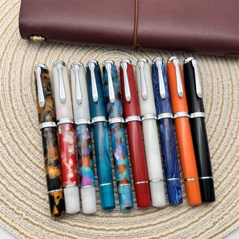 Classic ADMOK M400 Acrylic Piston Fountain Pen Silver Clip Soft Smooth No.5 Schmidt Nib Inking Students Writing Gift Pen