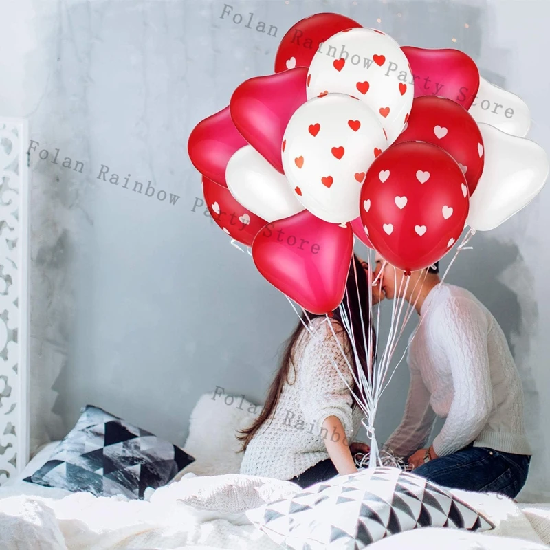 Rote Herzballons Aufblasbare Latexballons für Valentinstag Weiße Liebesballons Hochzeitsfeier Jubiläumsdekoration Zubehör – Detail 6