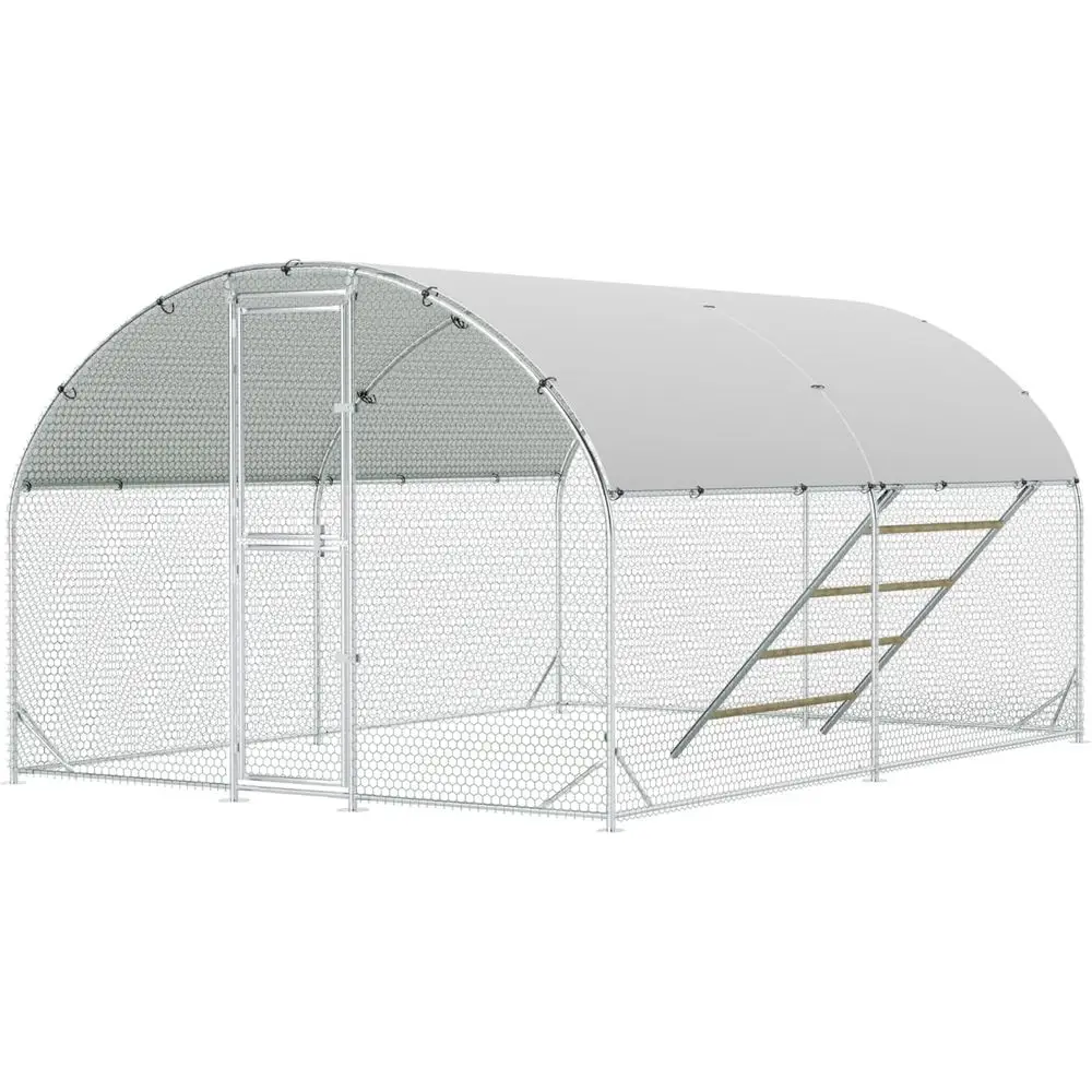 

Spacious 10x13x6.5ft Walk-In Chicken House with Cover, Roosting Bar, and Split Door