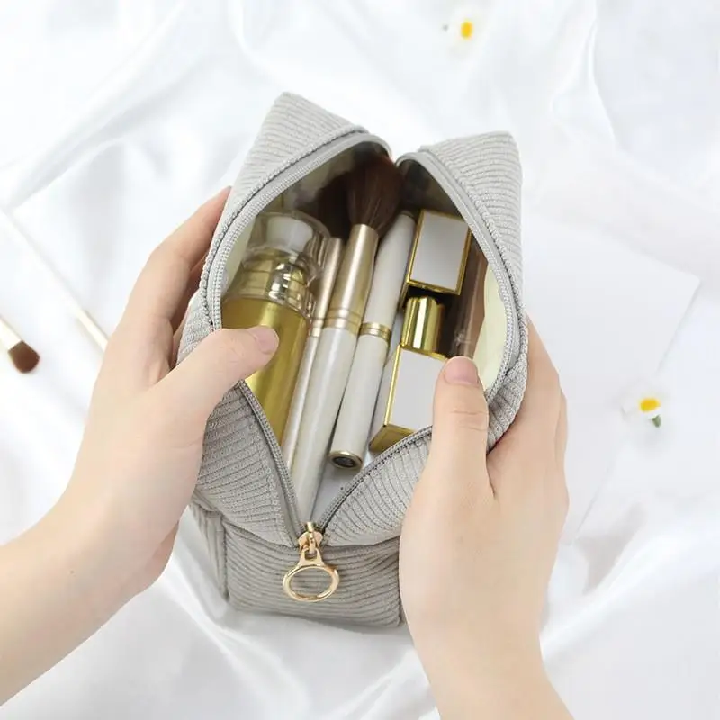 Reise-Toilettentasche, Damenbindenbeutel, Niedlicher Cord-Kosmetikbeutel, Kleine Make-up-Tasche für Frauen, Kabeltasche – Detail 3