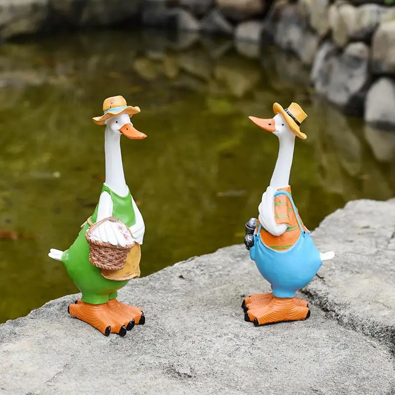 Garden Duck Sculpture Creative Outdoor Garden Duck Statues Resin Yard Decoration Duck Figurine Ornaments Home Garden Accessories