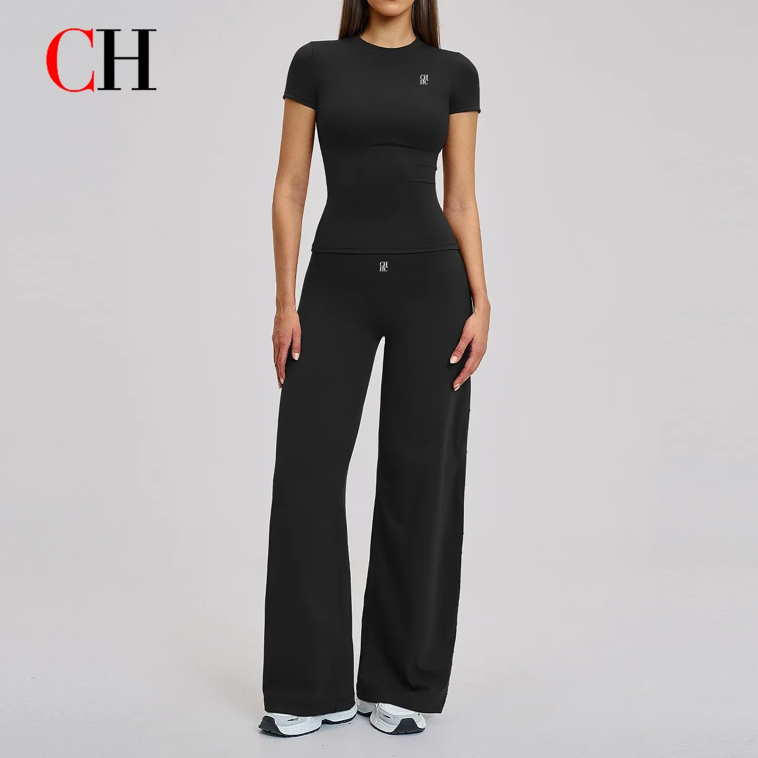 CH Yoga Set High Waist Tight Fitness Workout Set Outdoor Casual Running Sports Yoga Outfit Set Women