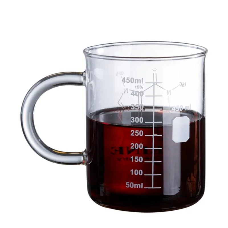 

450ml Double Wall Mug Glass Beaker Milk Breakfast Coffee Cup High Temperature Resistant Measuring Cup with Scale Drinkware