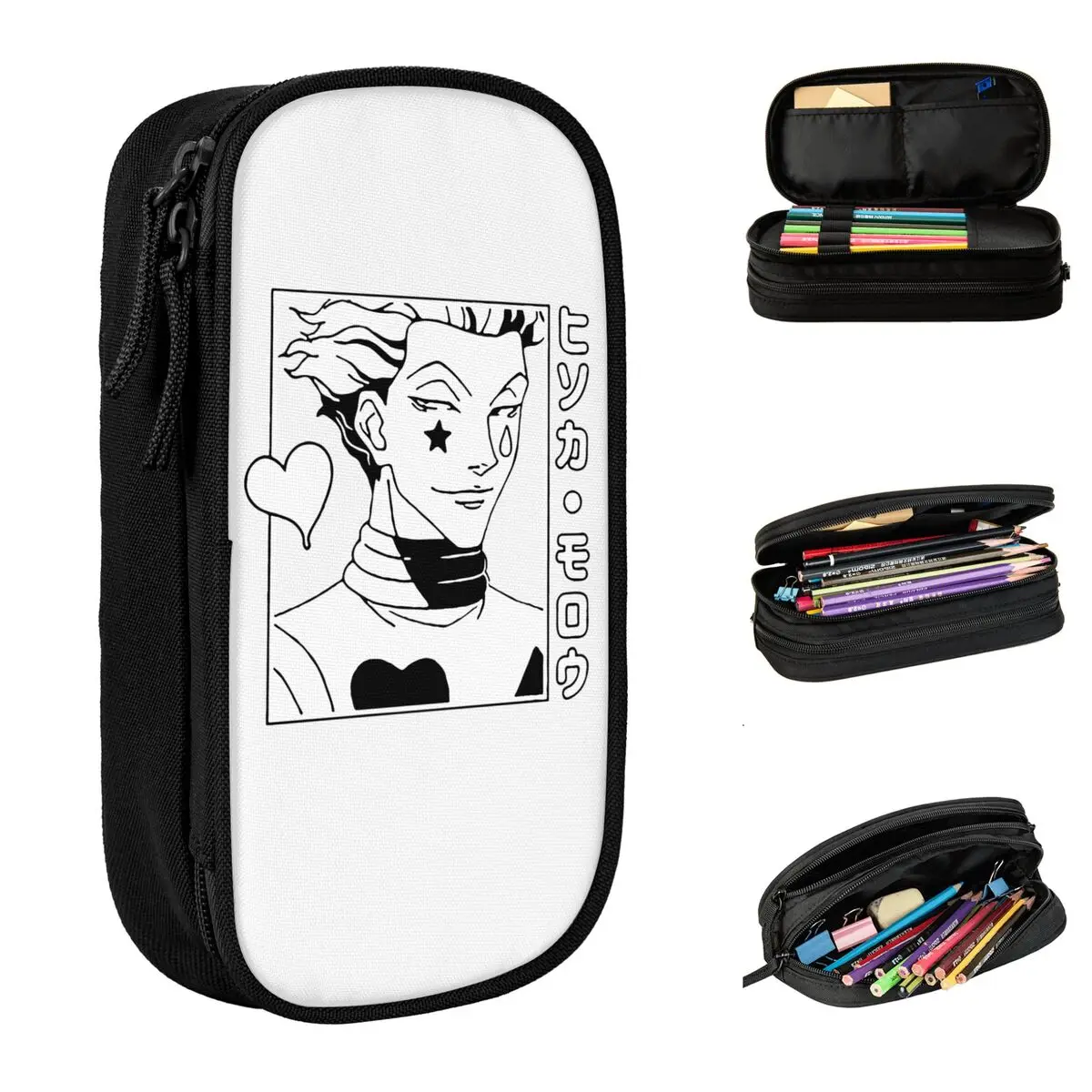 Novelty Hunter X Hunter Hisoka Pencil Case Cute HXH Japanese Pen Box Bag Kids Large Storage School Supplies Zipper Pencilcases