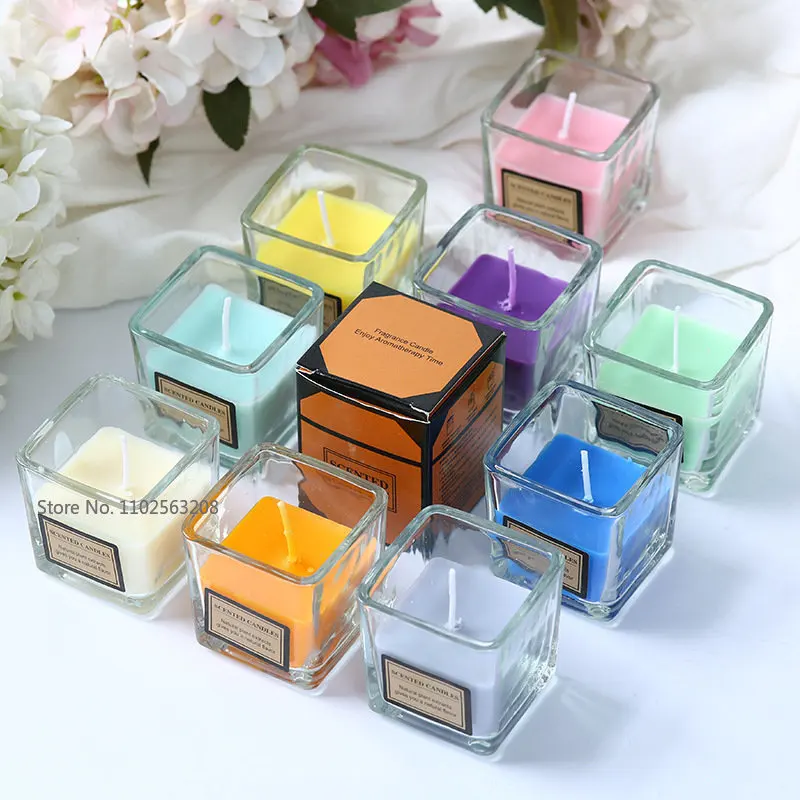 1PC Square Shape Glass Empty Jars Diy Candle Empty Cups Handmade Glass Dessert Scented Candles Glass Empty Jars