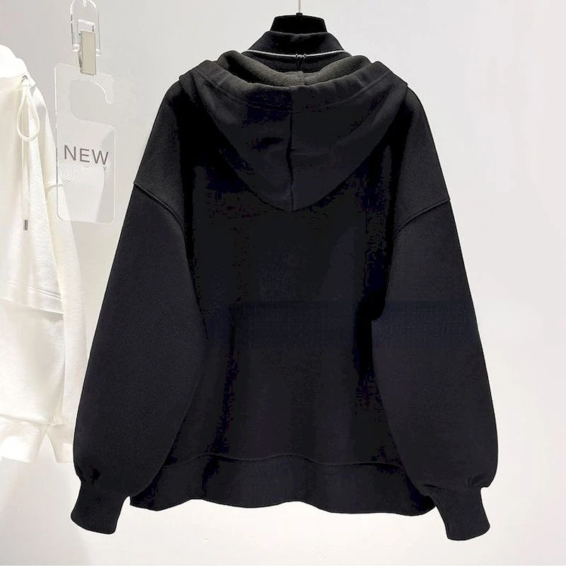 Hoodies Terlalu Besar Wanita Musim Semi Musim Gugur Trendi Tipis Berkerudung Pullover Desain Mode Atasan Populer Korea Mantel Pendek Longgar Y2k Hoodie