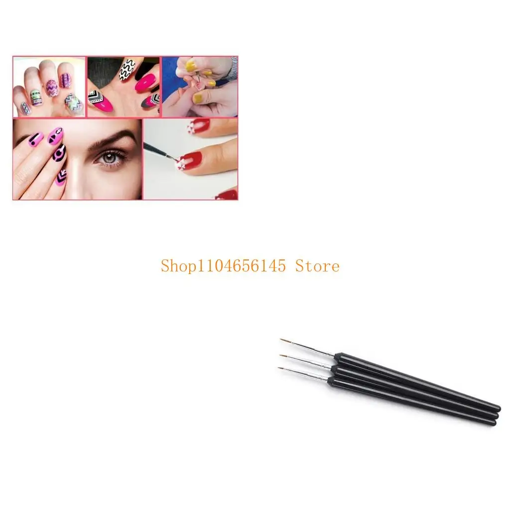 5asd 3 Buah Set Kuas Garis Seni Kuku Premium Sempurna untuk Kuku/Batu Seni Rupa Model