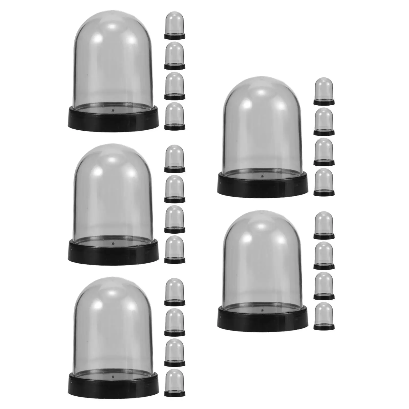 

5pcs 5 Count Clear Tray with Dome Display Case Cases for Collectibles Bell Jar Cloche Plastic