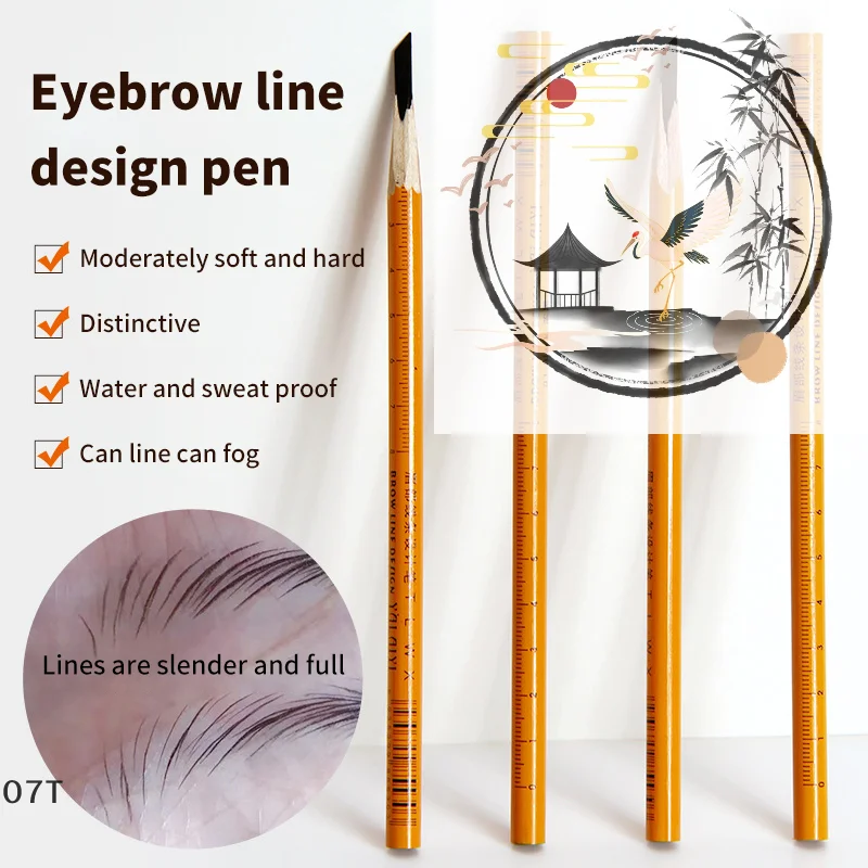 1pcs Tattoo Wenkbrauwpotlood Langdurige Zwarte Wenkbrauwpotlood Schaduwen Cosmetica Tint Waterdichte Houten Pen Wenkbrauw Makeup Tools