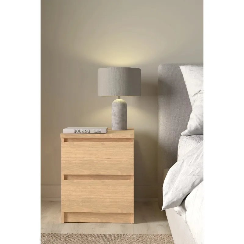 Scottsdale 2 Drawer Nightstand for Bedroom, Foil Finish, Jackson Hickory Color Nightstands