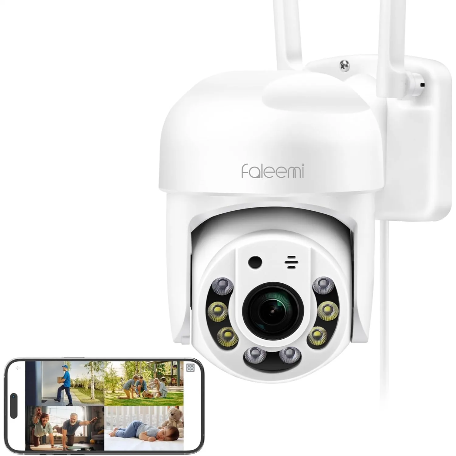 

2K WiFi Security Camera with Color Night Vision, AI Motion Detection, Auto Tracking, Two-Way Audio, Waterproof for Home Security