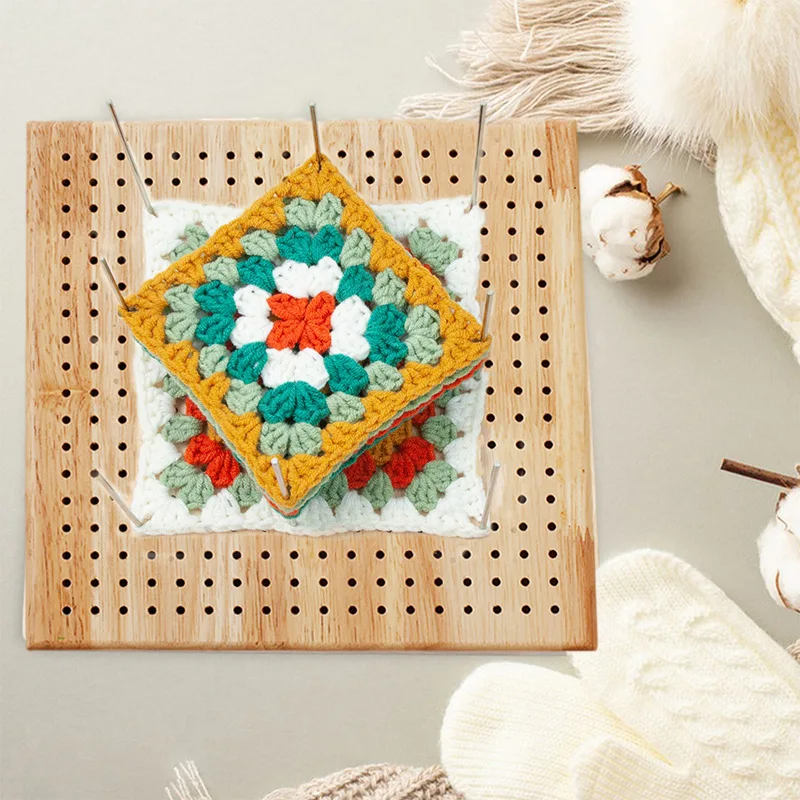 Wood Crochet Blocking Board Kit With Stainless Steel Rod Pins For Knitting Granny Squares Crochet Board Crafting Lovers Gifts