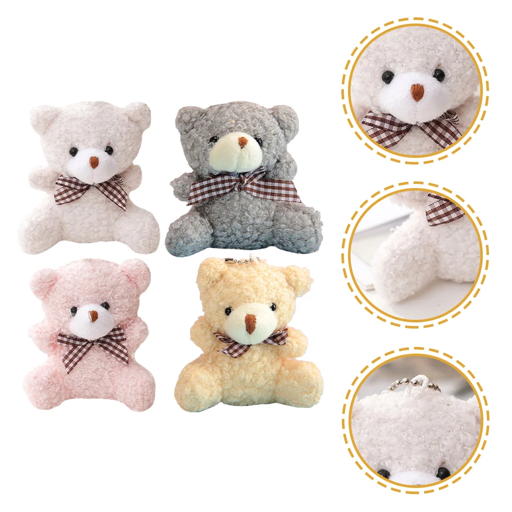 4 pezzi portachiavi ornamento appeso peluche orso zaino pendenti portachiavi ciondoli