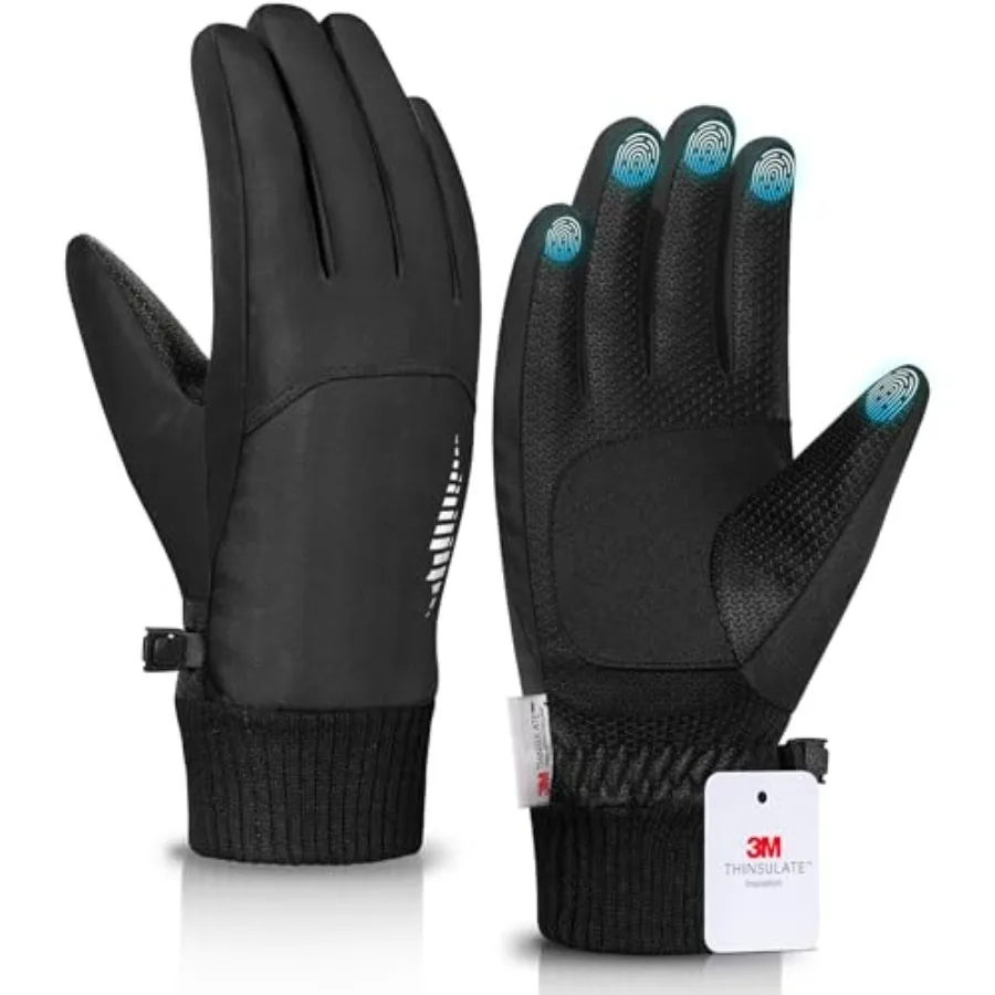 

Snow Winter Gloves Women Men, Thermal Ski Glove with Warm, Waterproof, Touchscreen for Cold Weather Running, Cycling