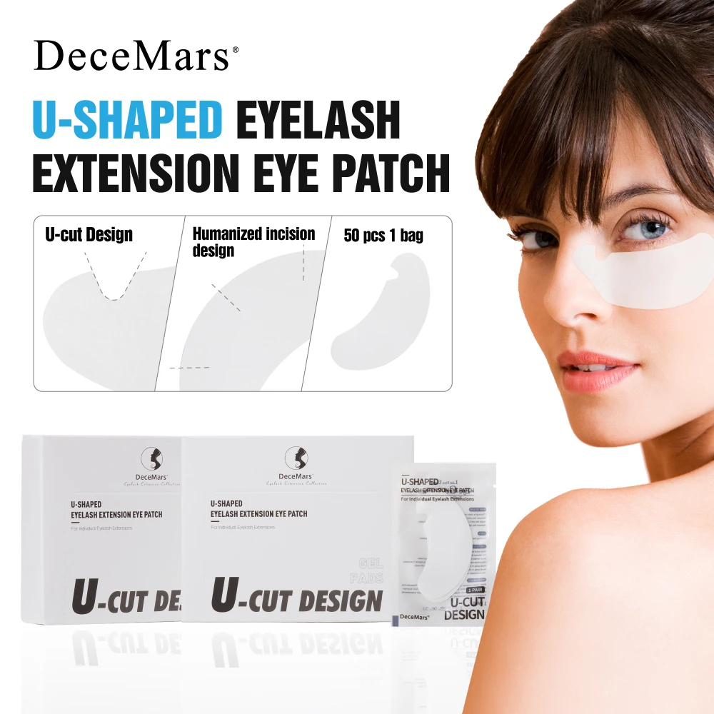 DeceMars U-CUT Design Eye Patches for Eyelash Extension Use (50 Pairs/Pack)