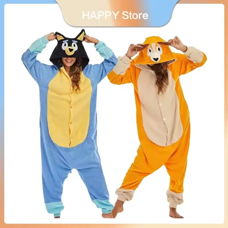 

Bluey Cartoon Adult Siamese Pajamas Autumn And Winter Men Womens Bingo Performances Clothing Long Sleeved Polar Fleece Children