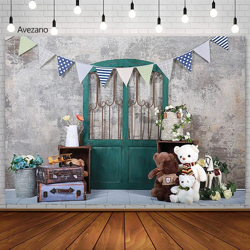 Avezano pano de fundo recém-nascido festa aniversário decoração quebra bolo floral brinquedo mala para fotografia estúdio foto photozone