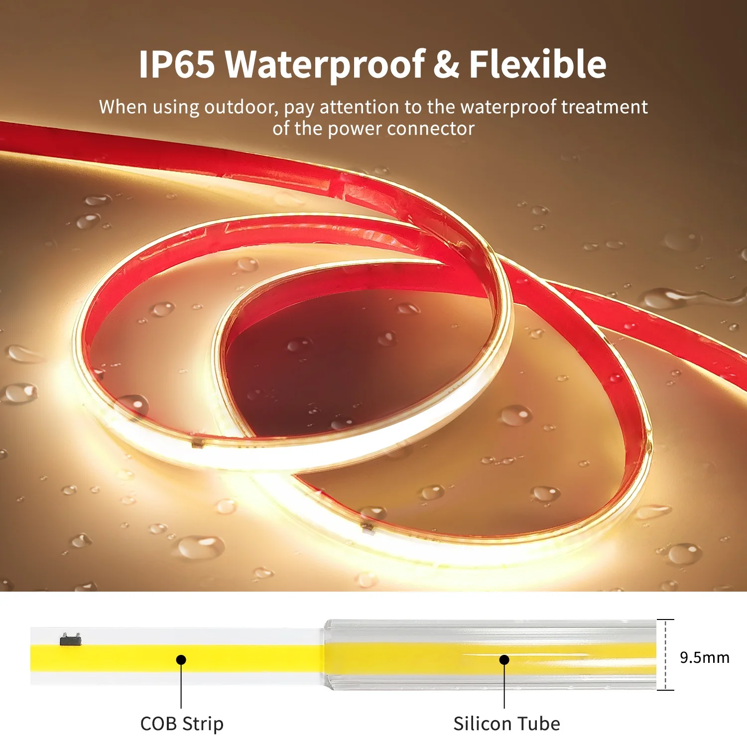 220 فولت السوبر مشرق COB LED قطاع ضوء IP65 مقاوم للماء مرنة LED الشريط 296 المصابيح/م غرفة خطية المطبخ الإضاءة في الهواء الطلق 230 فولت #4