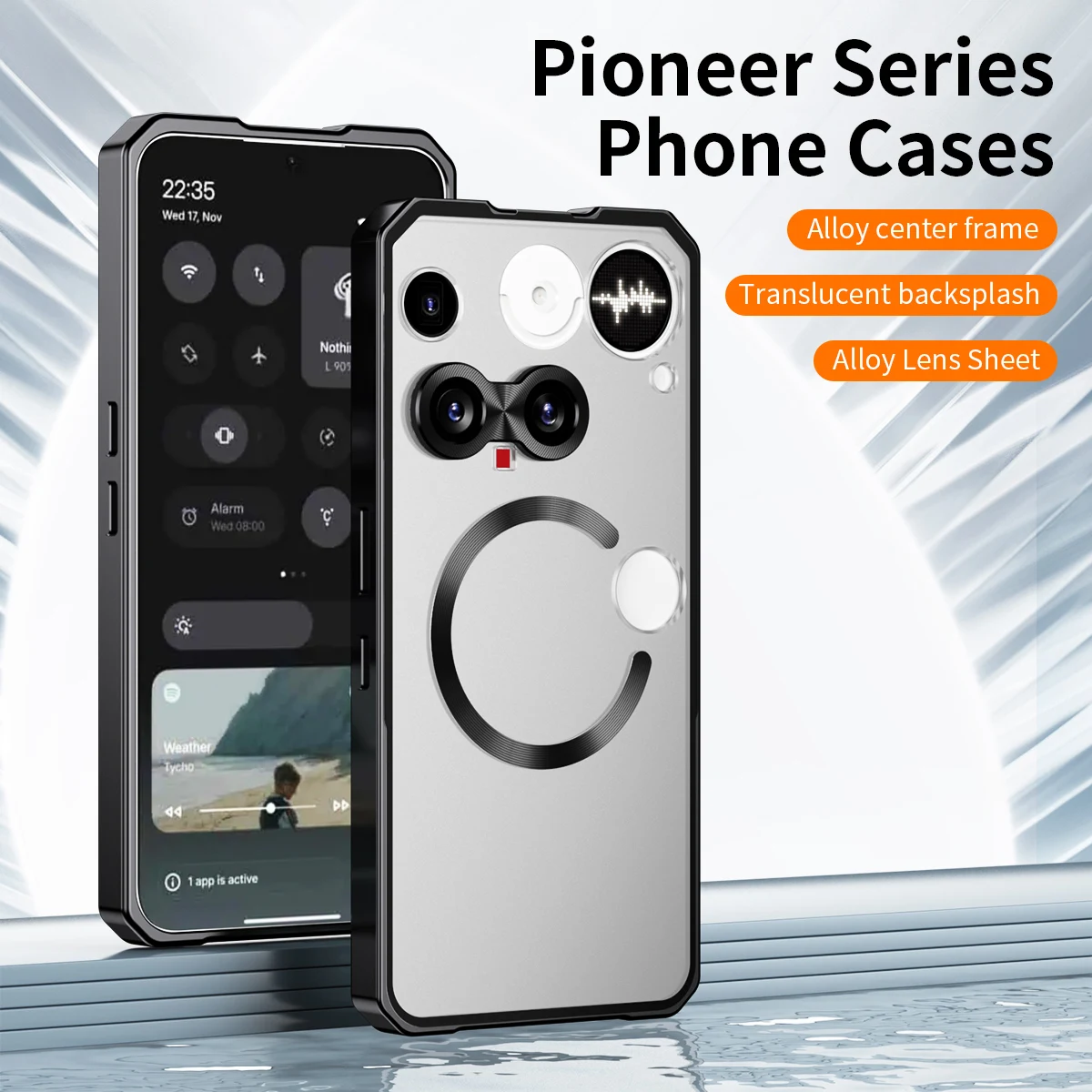 

Push Pull Metal Aluminum Alloy Bumper Case for Nothing Phone 3A Pro Magnetic Wireless Charging Back Rugged Protect Cover Cover
