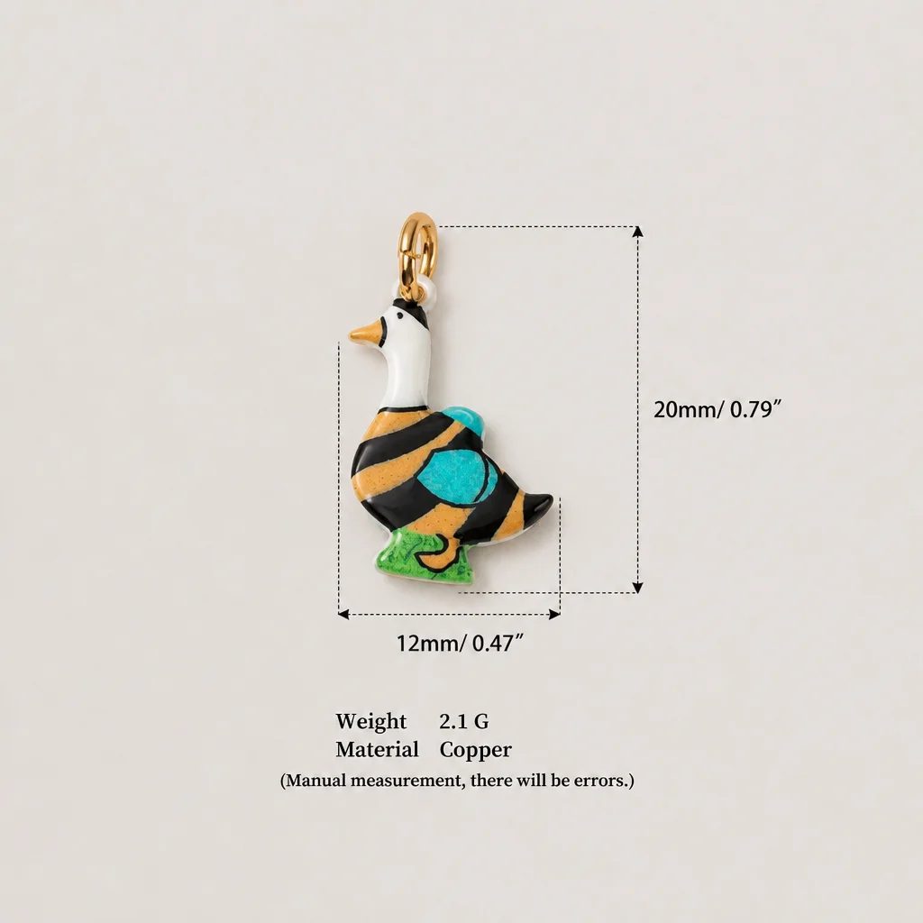 DIY Kupfer-Enten-Anhänger Niedlicher Cartoon-Gänse-Schmuck Damen-Halskette Armband Handgefertigte Accessoires – Detail 7