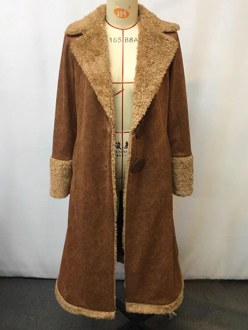 เสื้อโค้ทยีนส์ผู้หญิงสไตล์คาวบอยย้อนยุค แจ็คเก็ตฤดูหนาวอุ่นสบาย คอปกขนเฟอร์ สไตล์เรโทรลำลอง