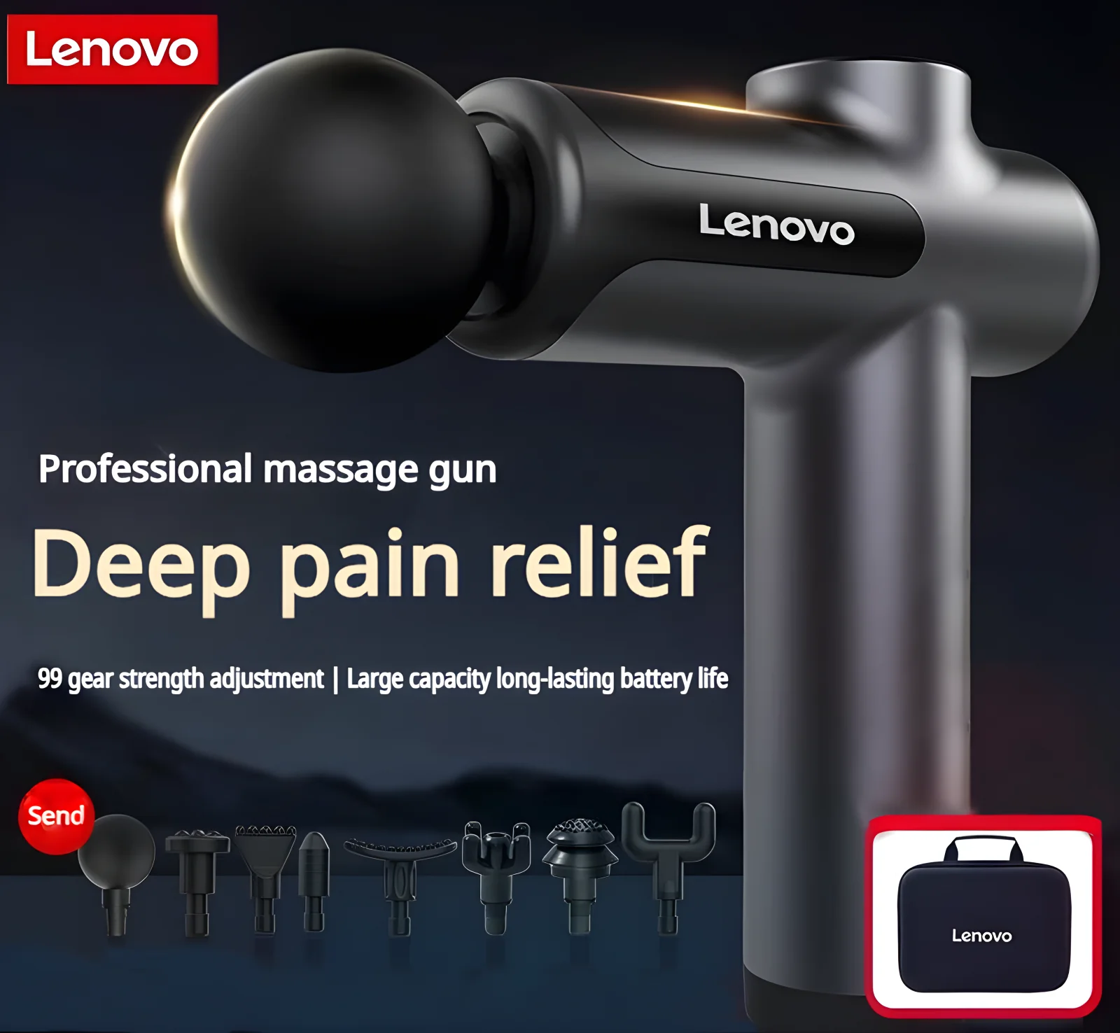 Lenovo Brand Fascia Gun Deeply Relieves Muscle Soreness Fitness and Relaxation Equipment LED Touch Screen 8Massage Head Gifts