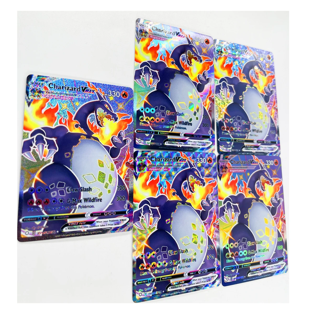 55Pcs/set Pokemon Diy Charizard Vmax Self-Control Ptcg Collect Signature Trading Flash Card Anime Cartoon Gift Color Flash