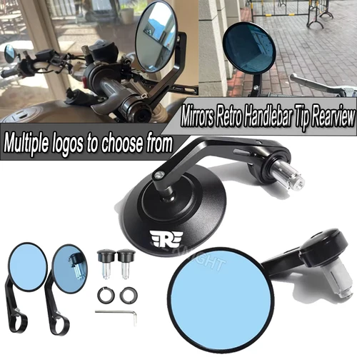 Para Royal Enfield Bullet/Meteor/Classic 350 500 650 Interceptor CNC espejos de extremo de barra de motocicleta Retro manillar punta retrovisor
