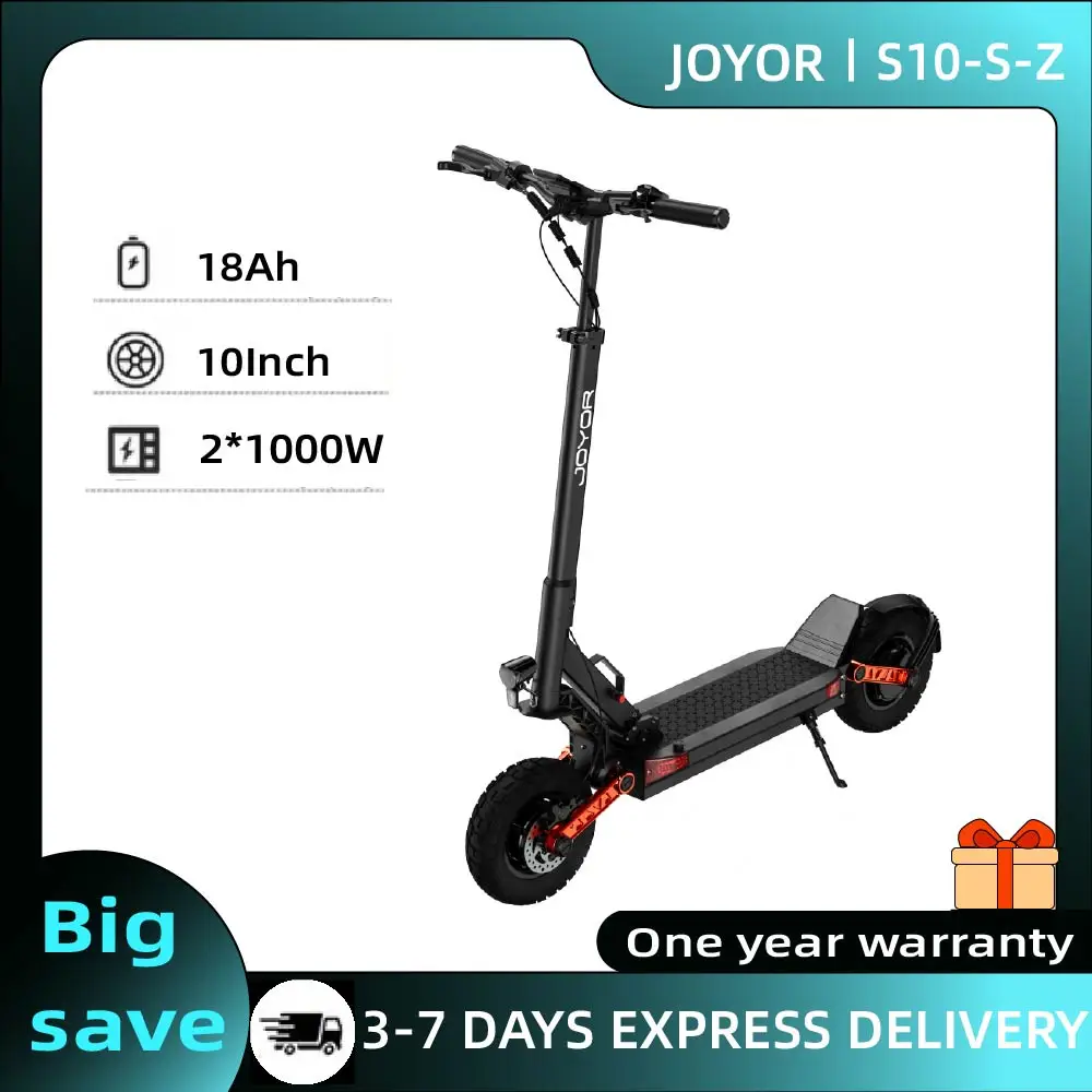 Trottinette électrique pour adultes JOYOR S10-S-Z, moteur 2000W, pliable, pneus gonflables de 10 pouces, tout-terrain