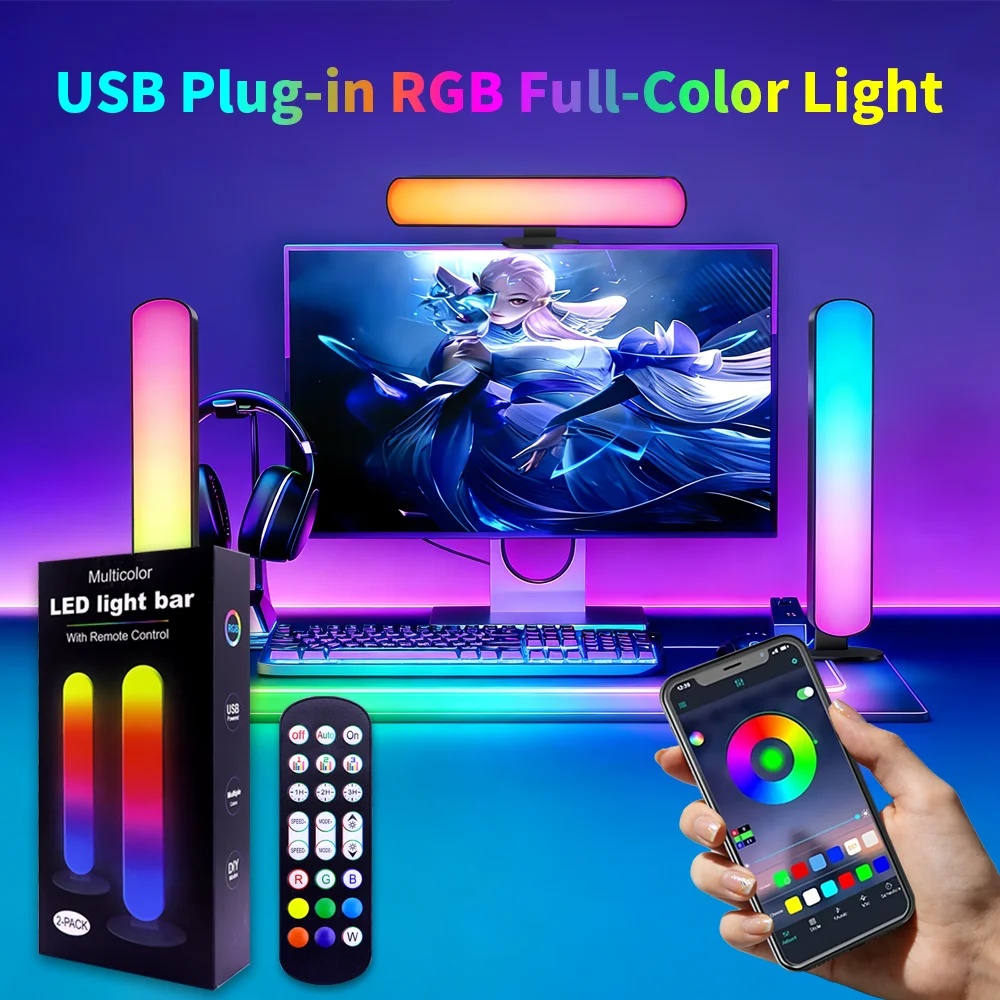 

USB WS2812 5V Music Rhythm Lights RGB Pickup Light Upgraded Model Christmas Decoration Desktop RGB Light Bar Music Rhythm LED 5V
