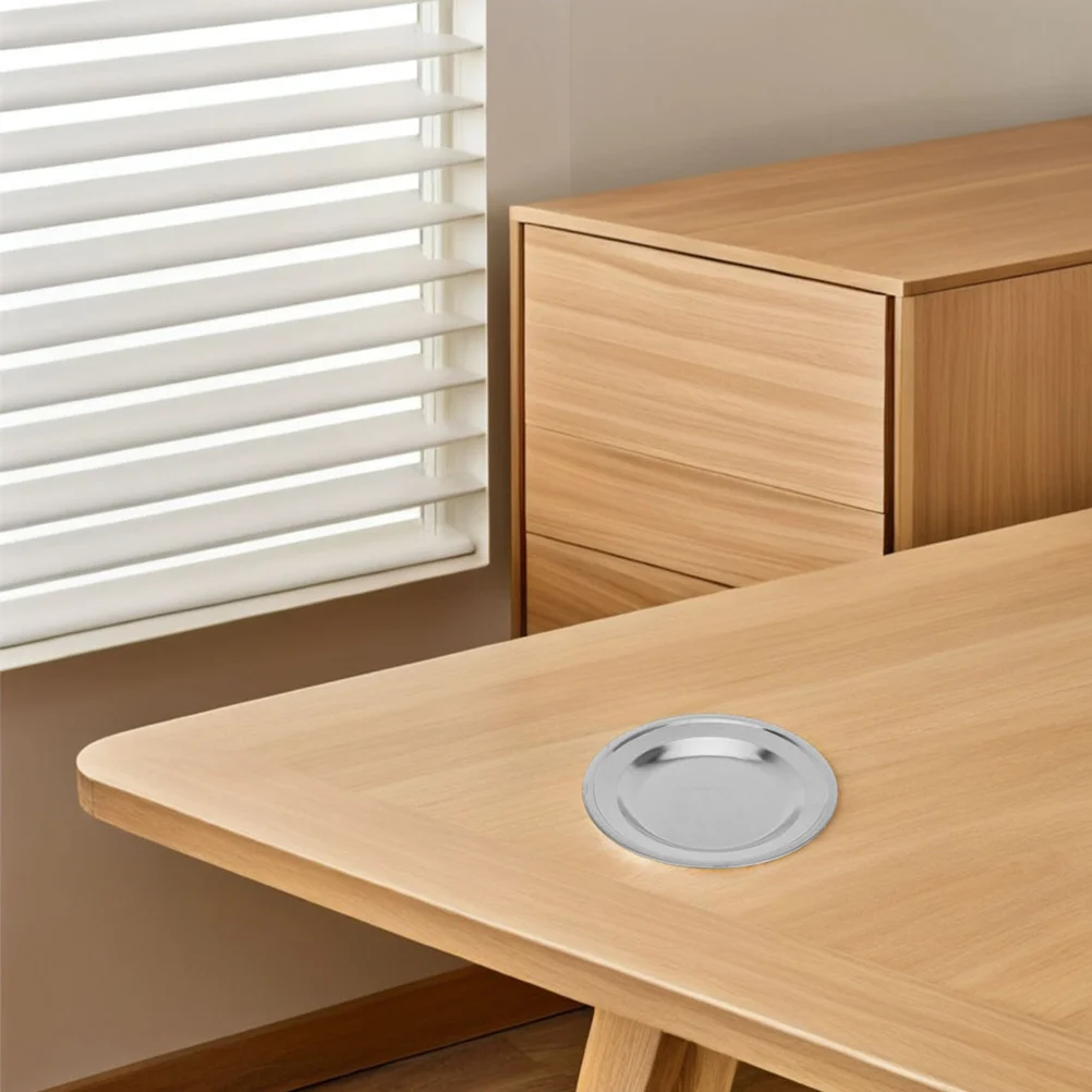 

2Pcs Stainless Steel Tea Bag Storage Saucer Round Metal Tray Organizer Tea Holder for Home Dining Table Metal Tray