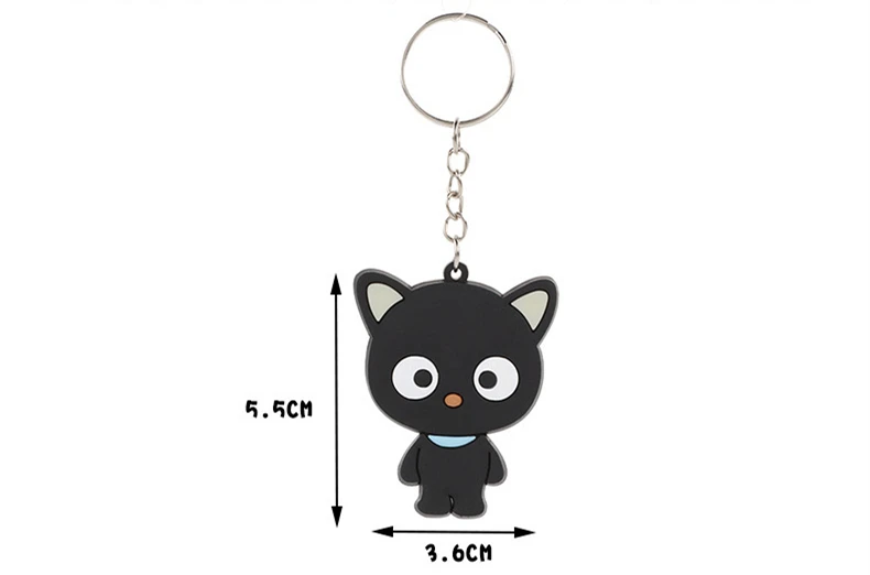 Cute Chococat PVC Keychain Charms Mascot Anime Black Cat Kawaii Bag Keychains Key Ring Holder Small Gifts