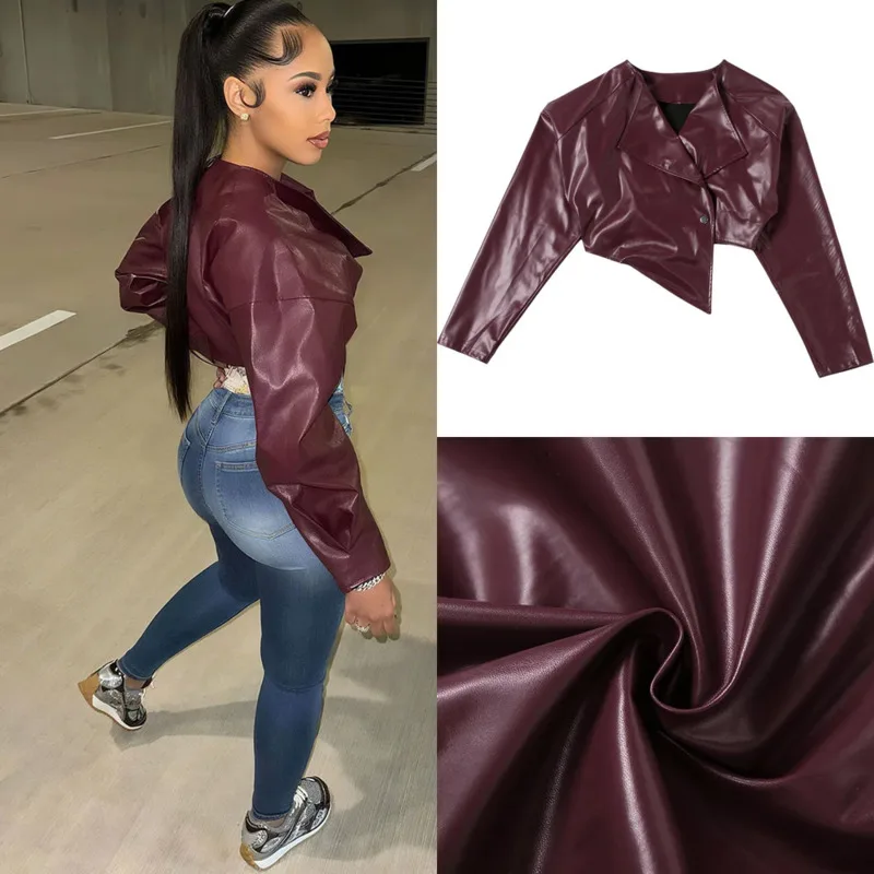 

2025 Fall Winter Vintage Faux Leather Jacket Women Single Breasted Loose Cropped Moto Coat Long Sleeve Short Outwear Fashionable