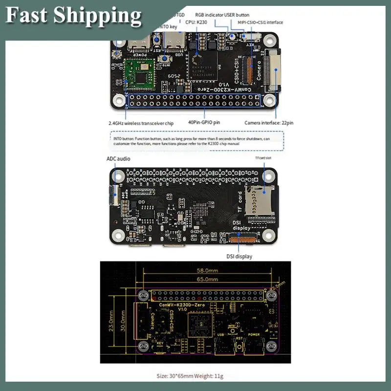 

-MEOF K230D ZERO Development Board AI Rapid Development Board For Various Intelligent Scenarios