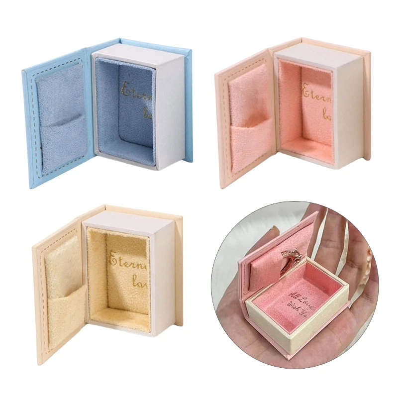 Vintage Book Shaped Jewelry Storage Box Portable For Rings Pendants and Studs Earrings With Closure Designs