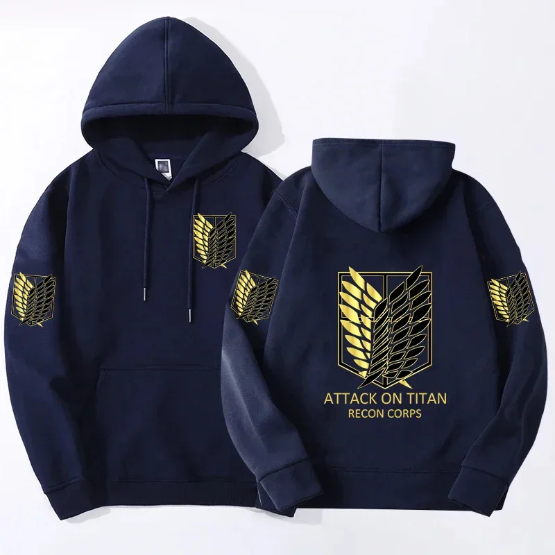 

Men Women Harajuku Round Neck Fashion Streetwear Long Sleeve Sportswear Attack on Titan Printed Men's Hoodies Animes Sweatshirt