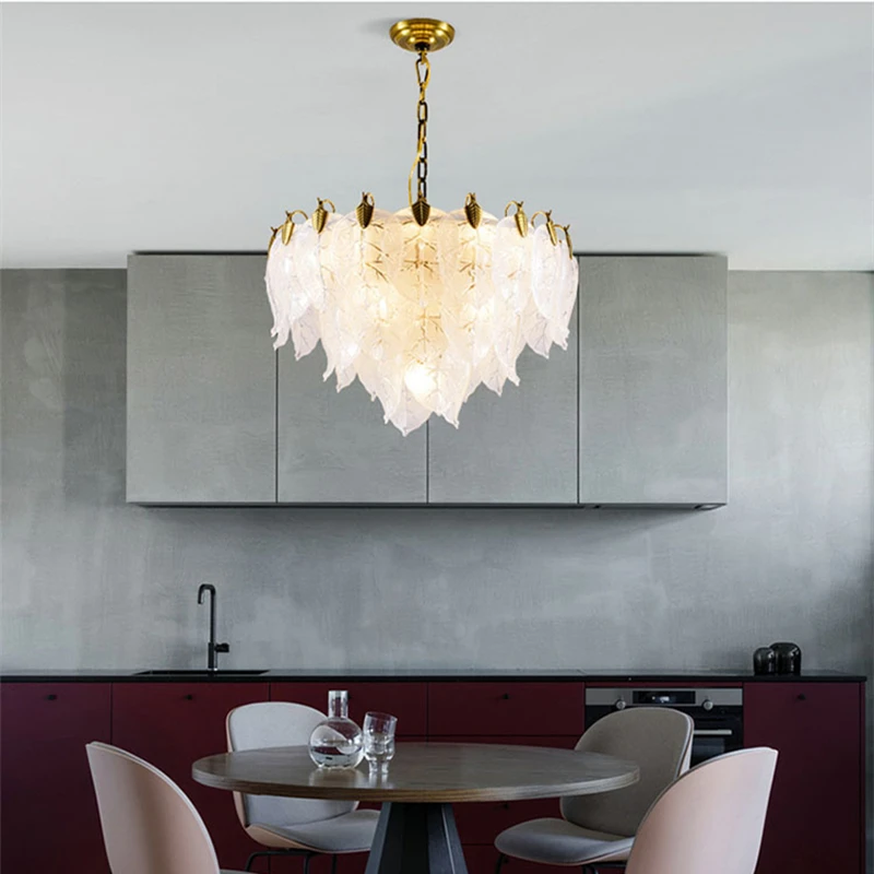 Nieuwe Franse Luxe Boom Vorm Glazen Plafond Kroonluchter Voor Woonkamer Slaapkamer Villa Ronde Indoor Verlichting Decoratieve Lamp