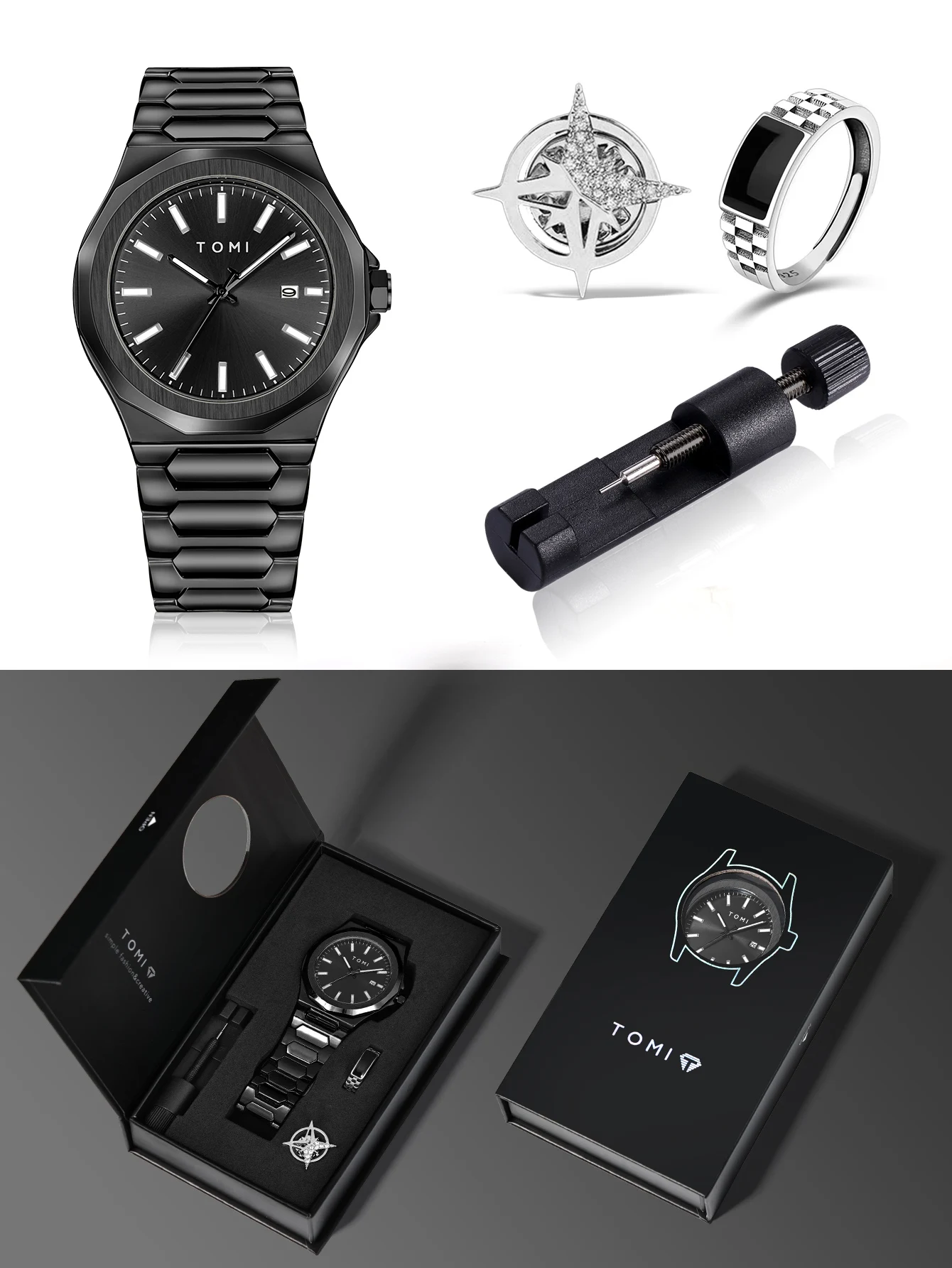 TOMI Luxus Business herren Uhr Geschenk Box Set Hohe Qualität Rose Gold Fall Einfache und Vielseitige Quarzuhr Relogio Masculino – Detail 1