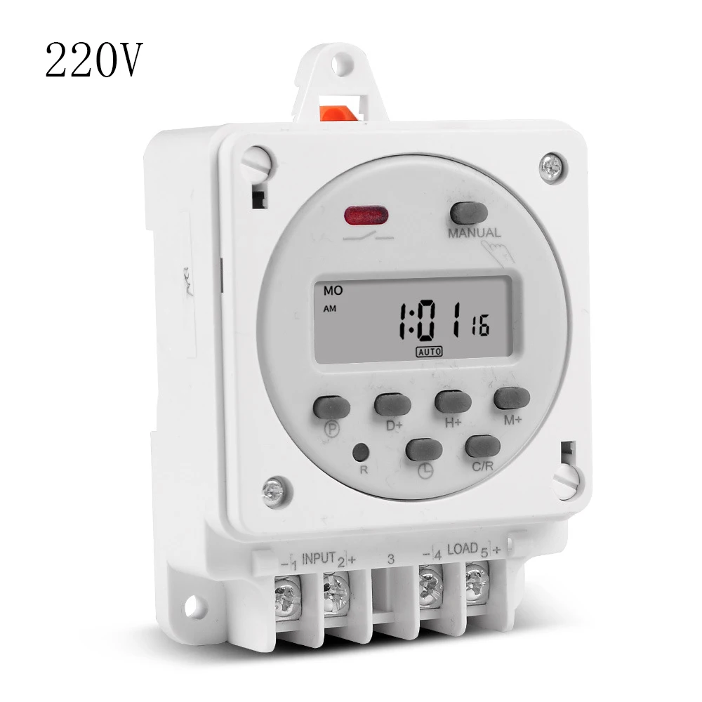 

CN101E Weekly Programmable Timer Switch 16A Time Relay Switch with DIN Rail Enclosure Box 12V 220V AC for Lighting Solar Fan