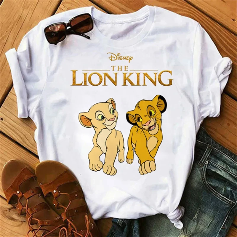 Disney Cartoon Hakuna Matata Simba Lion King Cotton T-Shirt Woman Kawaii Tees Funny Harajuku Unisex T Shirt Female Top Clothes