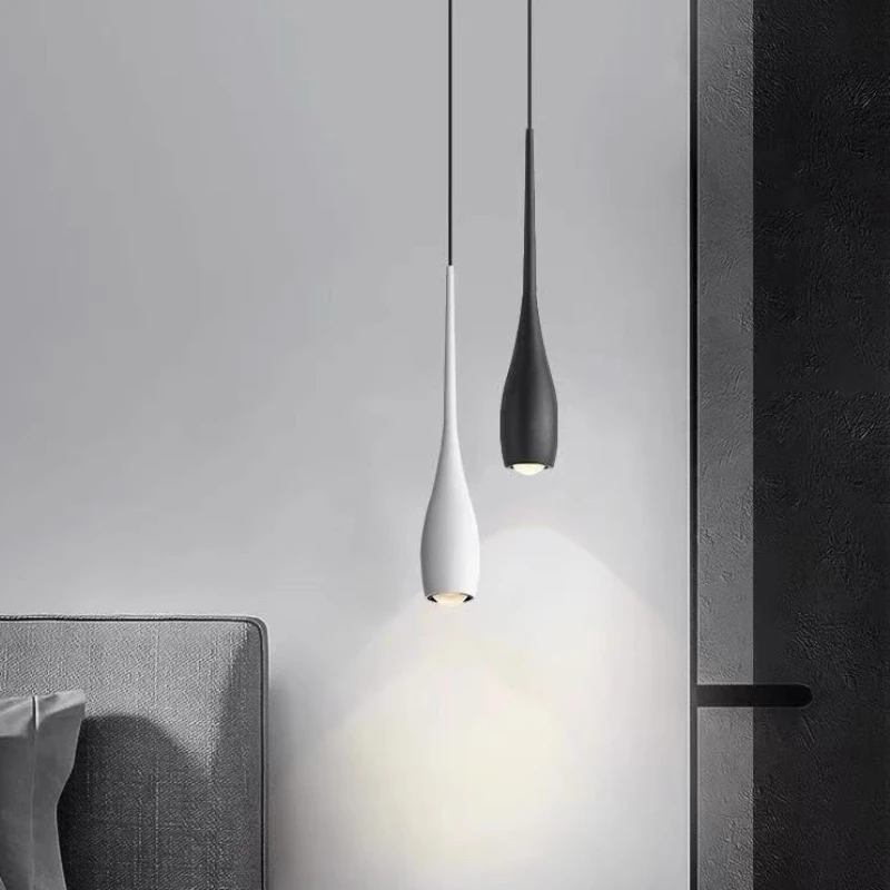 LED Luxury Pendant Light Modern Kitchen Bedroom Dining Table Dining Room Pendant Light Black Metal High Transparency Lampshade