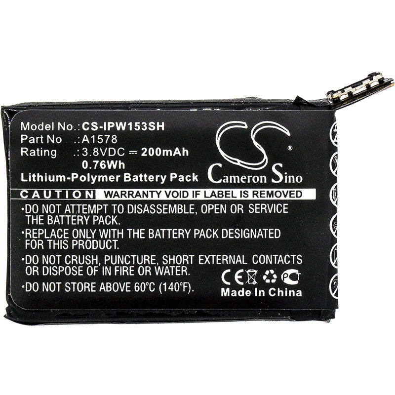 

Cameron Sino 200mAh Battery A1578 for Apple Watch 38mm 42mm A1553 A1554 MJ302LL/A MJ2Y2LL/A MJ312LL/A MJ322LL/A MJ2X2LL/A