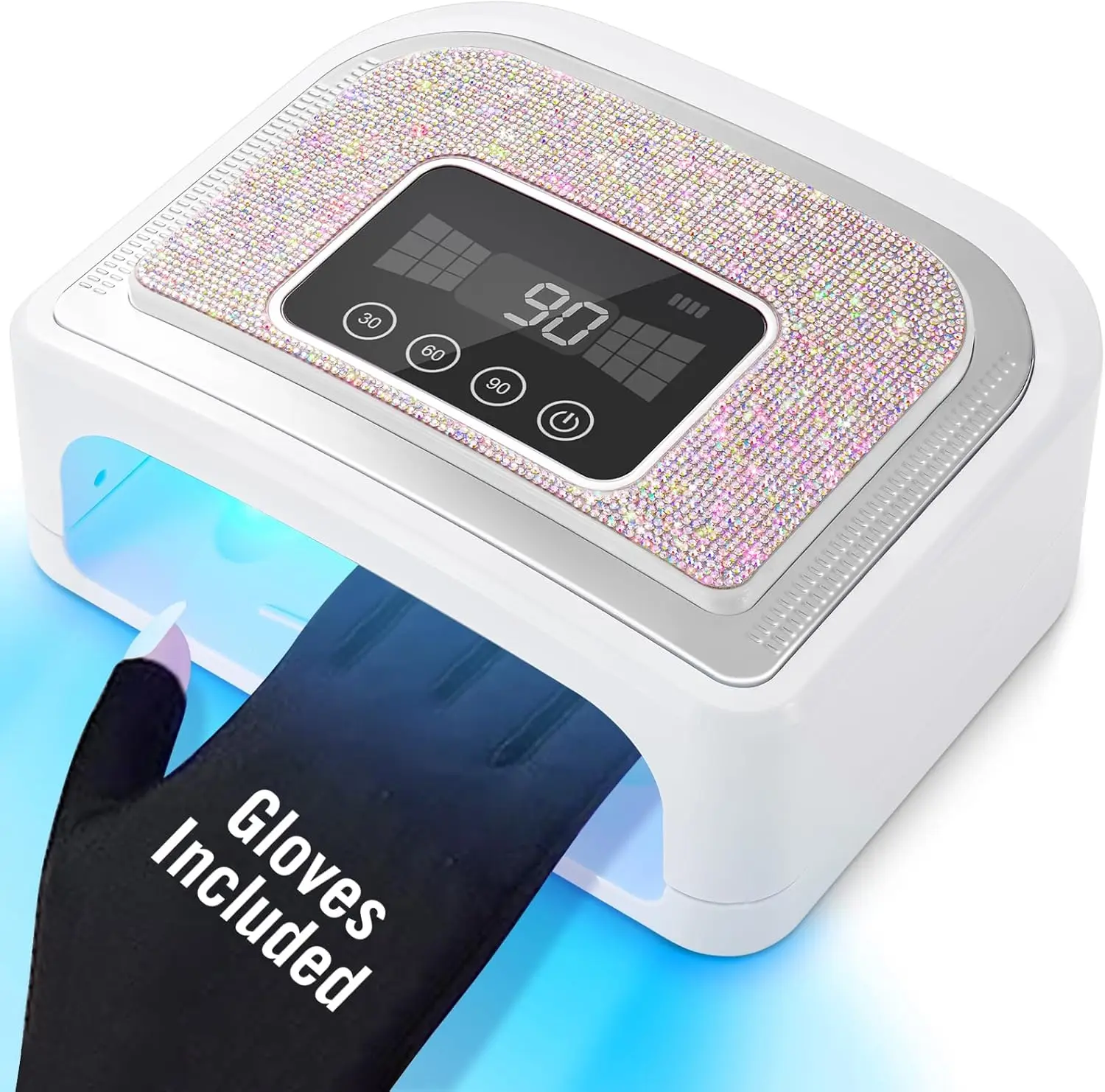 

Rechargeable UV LED Nail Lamp with 4 Timer Modes and Sparkling Rhinestones for Gel Nails