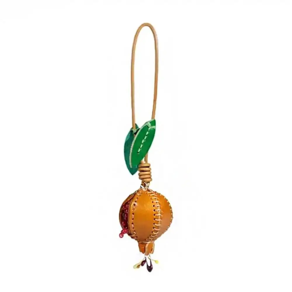 

Cute Hanger Pomegranate Fruit Pendant Handmade Cartoon Leather Keychain Fashion Car Keyring Bag Pendant Women