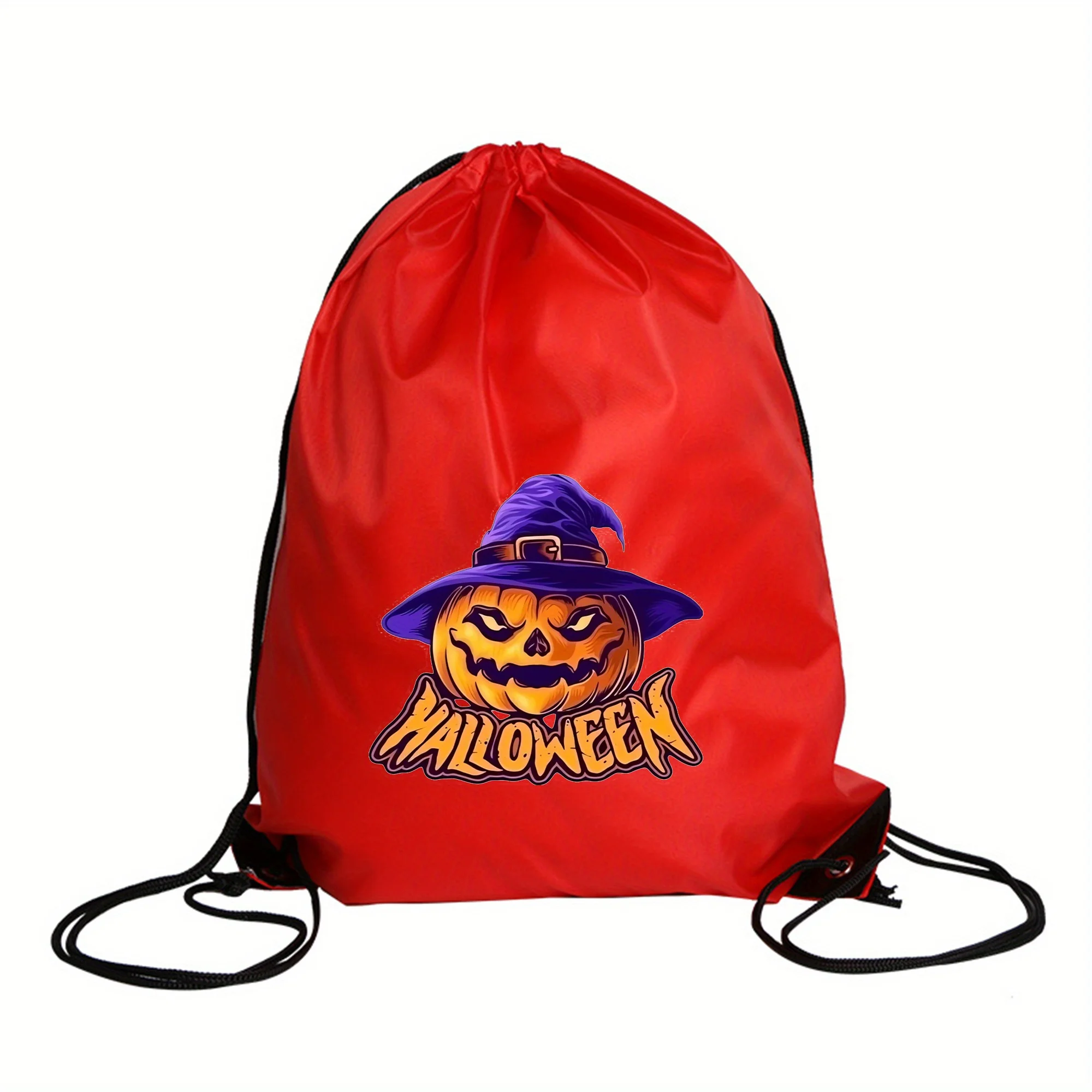 Pumpkin Monster Pattern Double Shoulder Drawstring Backpack Fashion  Bag Portable Storage Bag Halloween Gift Bags Candy